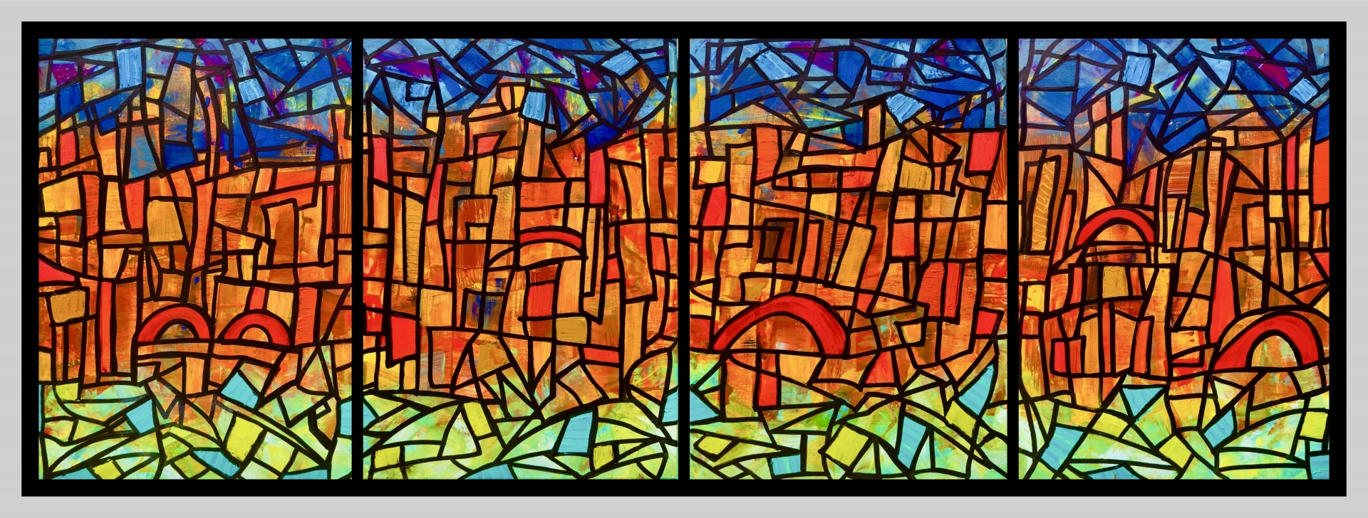 FENÊTRE IV -- 70 × 200 cm / 28 x 80 in -- 4 panneaux -- 2025

