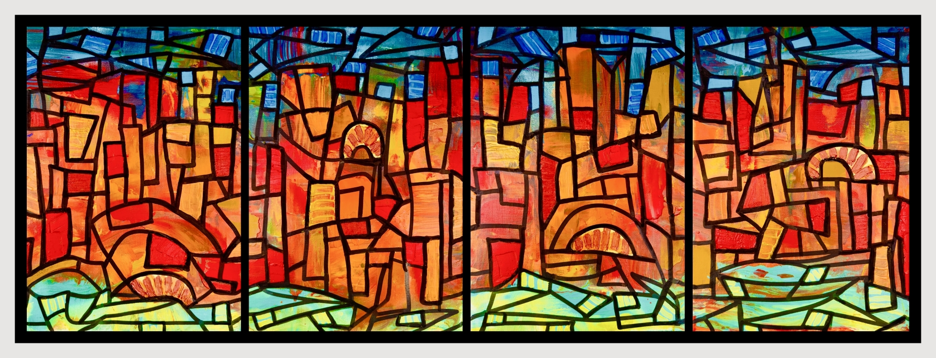 FENÊTRE V -- 40 × 130 cm / 16 x 50 in) -- 4 panneaux -- 2025