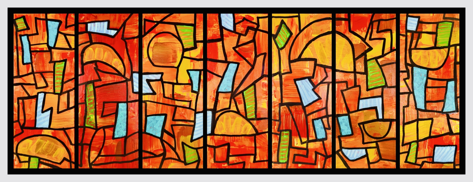 FENÊTRE VI --
50 × 140 cm / 20 x 55 in -- 7 panneaux -- 2025
