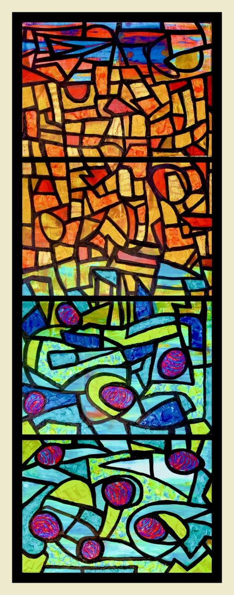 FENÊTRE VII --
120 x 40 cm / 47 x 16 in -- 4 panneaux -- 2025
